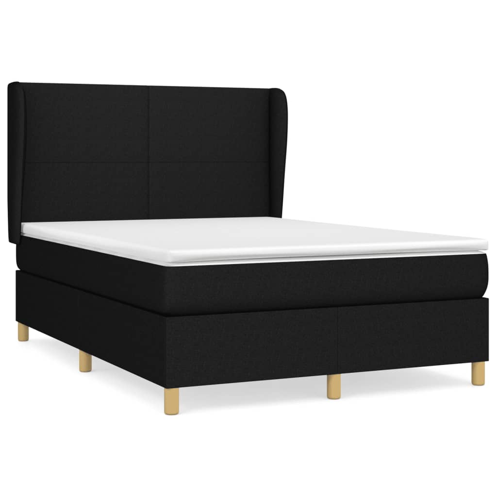 vidaXL Κρεβάτι Boxspring με Στρώμα Μαύρο 140x200 εκ. Υφασμάτινο