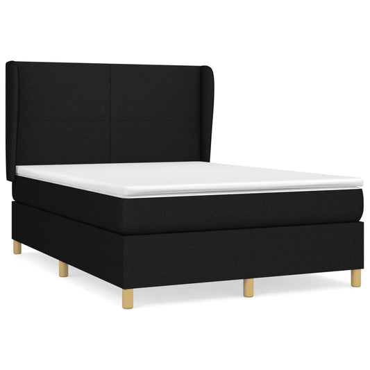 vidaXL Κρεβάτι Boxspring με Στρώμα Μαύρο 140x200 εκ. Υφασμάτινο