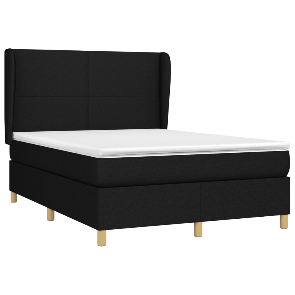 vidaXL Κρεβάτι Boxspring με Στρώμα Μαύρο 140x200 εκ. Υφασμάτινο