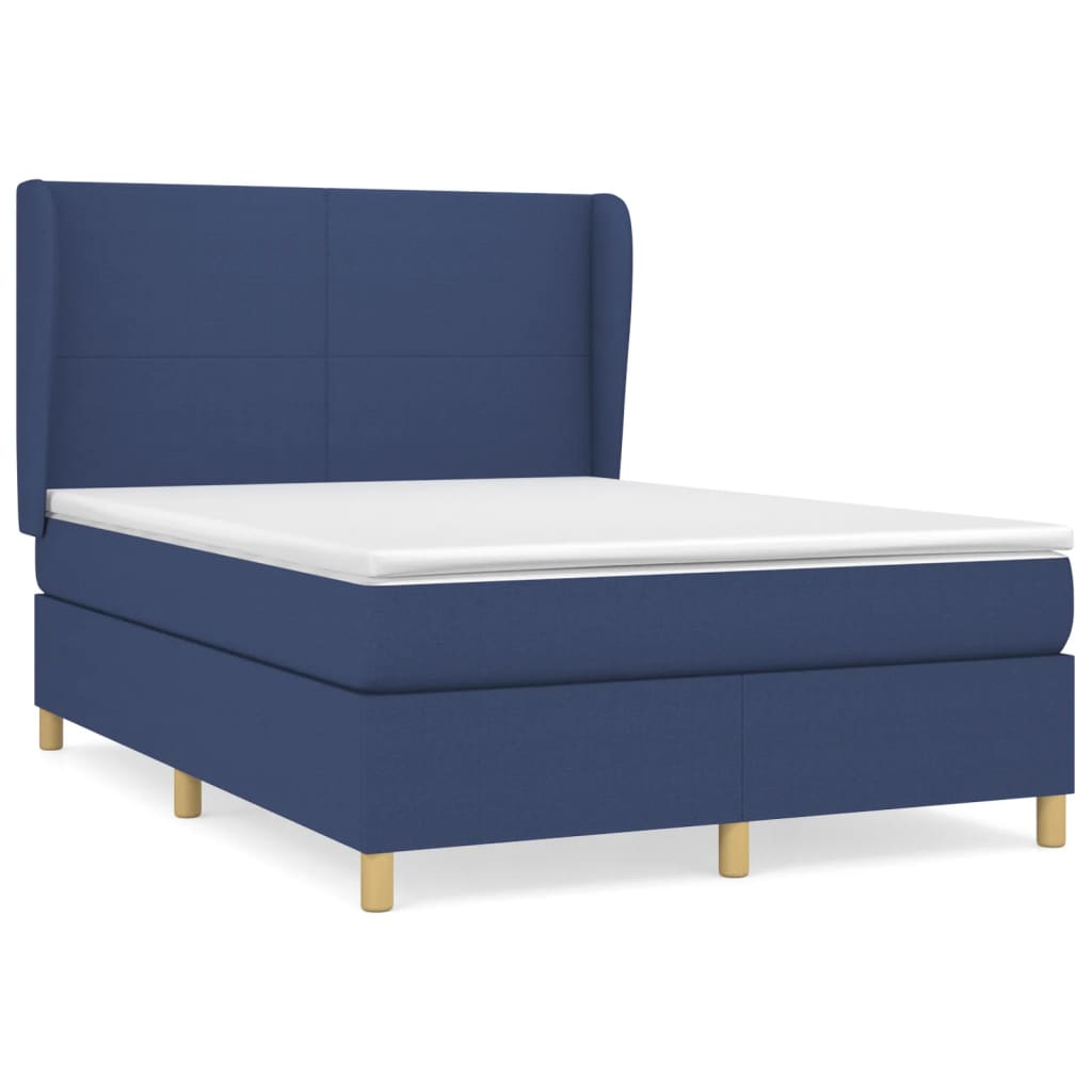 vidaXL Κρεβάτι Boxspring με Στρώμα Μπλε 140x200 εκ. Υφασμάτινο