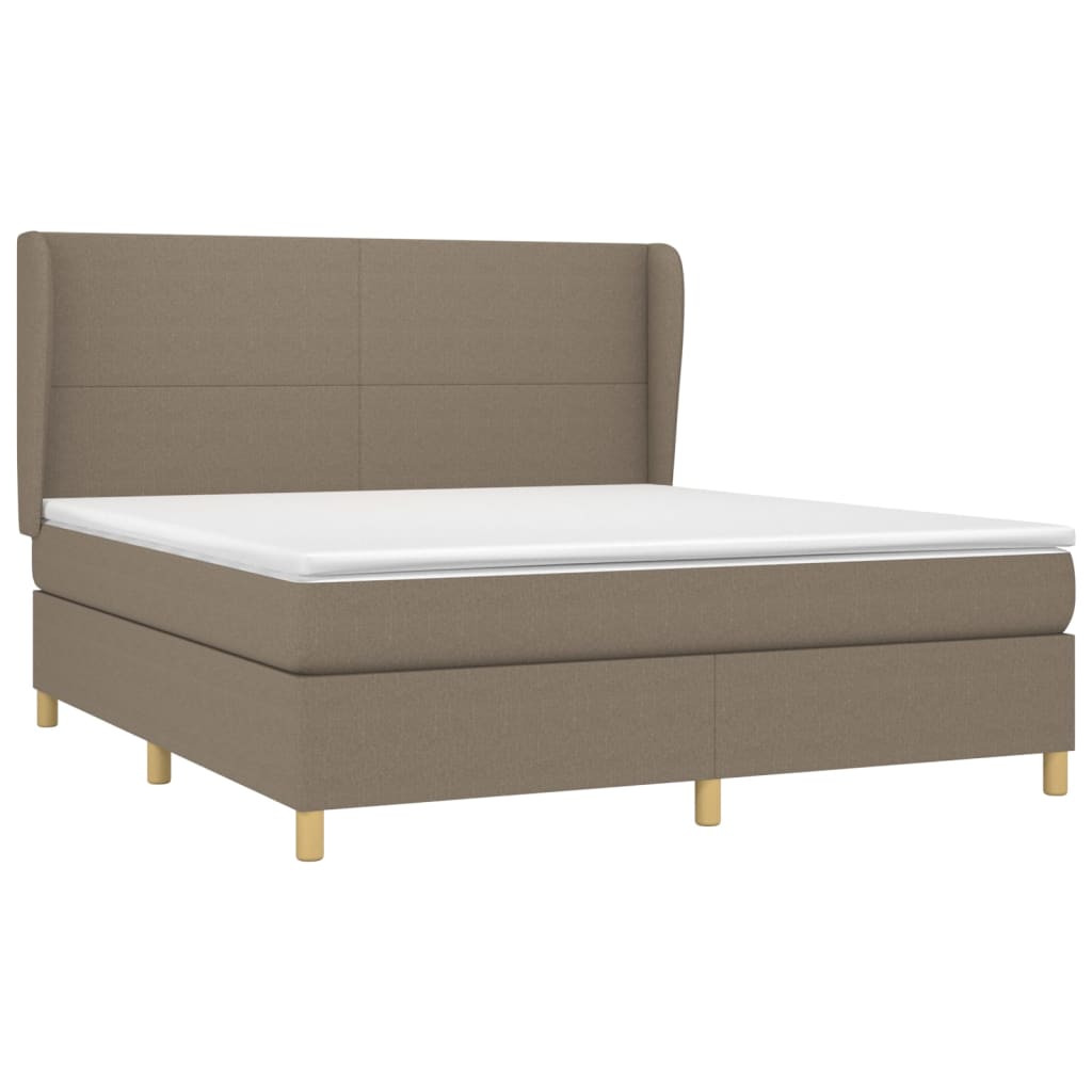 vidaXL Κρεβάτι Boxspring με Στρώμα Taupe 160x200 εκ. Υφασμάτινο