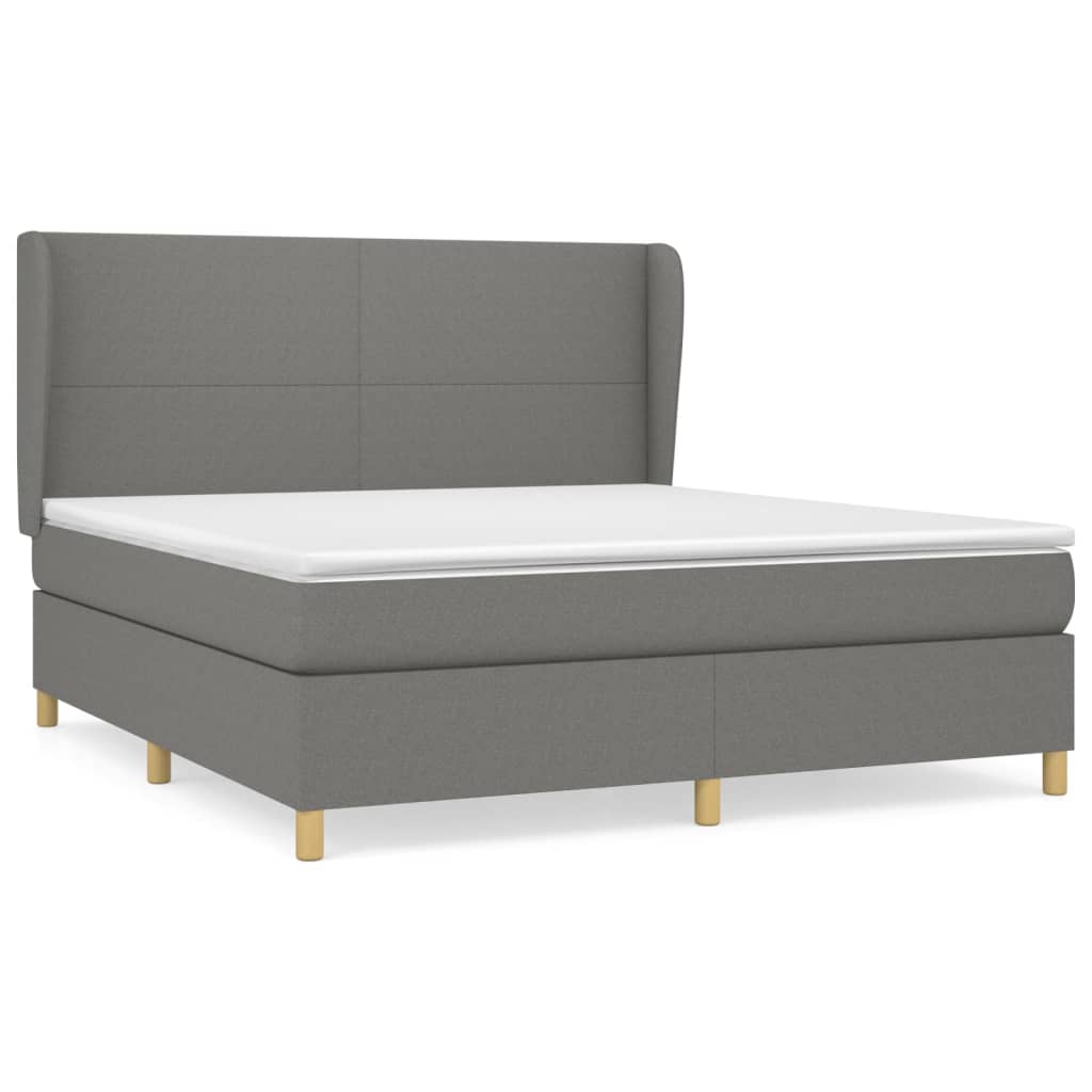 vidaXL Κρεβάτι Boxspring με Στρώμα Σκούρο Γκρι 180x200 εκ Υφασμάτιν