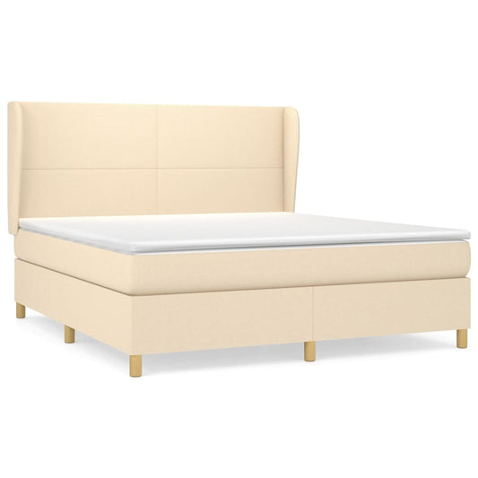 vidaXL Κρεβάτι Boxspring με Στρώμα Κρεμ 180x200 εκ. Υφασμάτινο