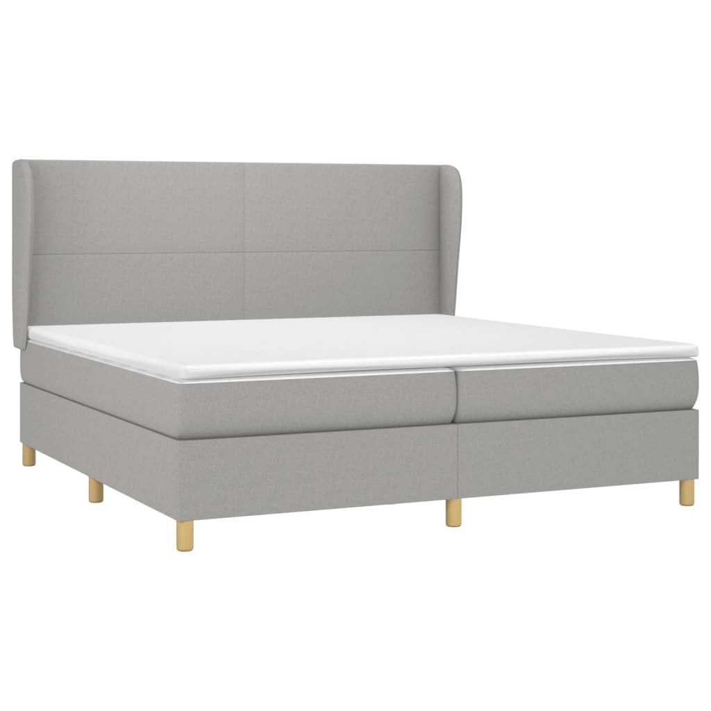 vidaXL Κρεβάτι Boxspring με Στρώμα Ανοιχτό Γκρι 200x200 εκ. Υφασμάτινο