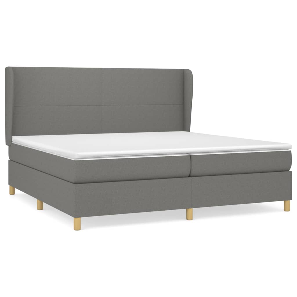 vidaXL Κρεβάτι Boxspring με Στρώμα Σκούρο Γκρι 200x200 εκ. Υφασμάτινο