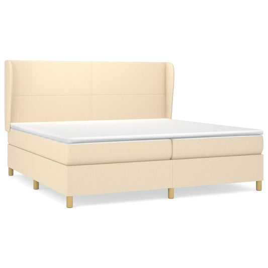 vidaXL Κρεβάτι Boxspring με Στρώμα Κρεμ 200x200 εκ. Υφασμάτινο