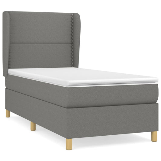 vidaXL Κρεβάτι Boxspring με Στρώμα Σκούρο Γκρι 80x200 εκ. Υφασμάτινο