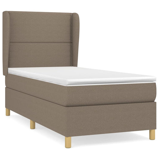 vidaXL Κρεβάτι Boxspring με Στρώμα Taupe 90x190 εκ.Υφασμάτινο