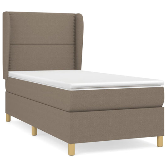 vidaXL Κρεβάτι Boxspring με Στρώμα Taupe 90x200 εκ. Υφασμάτινο