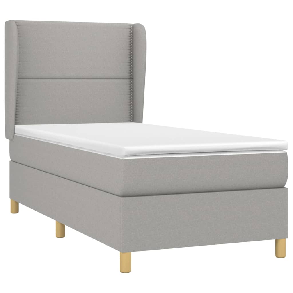vidaXL Κρεβάτι Boxspring με Στρώμα Ανοιχτό Γκρι 100x200 εκ. Υφασμάτινο