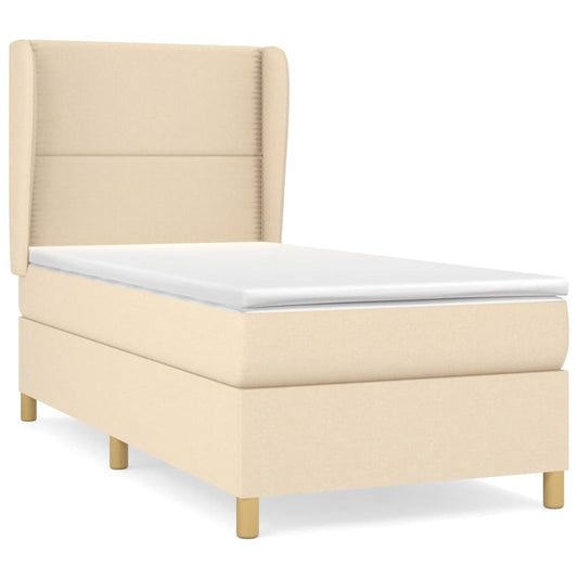 vidaXL Κρεβάτι Boxspring με Στρώμα Κρεμ 100 x 200 εκ. Υφασμάτινο