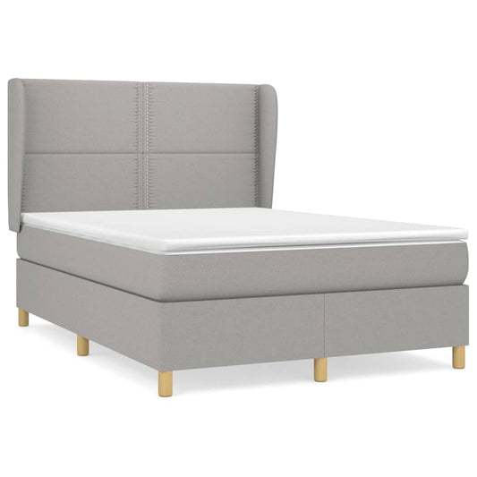 vidaXL Κρεβάτι Boxspring με Στρώμα Ανοιχτό Γκρι 140x190 εκ. Υφασμάτινο