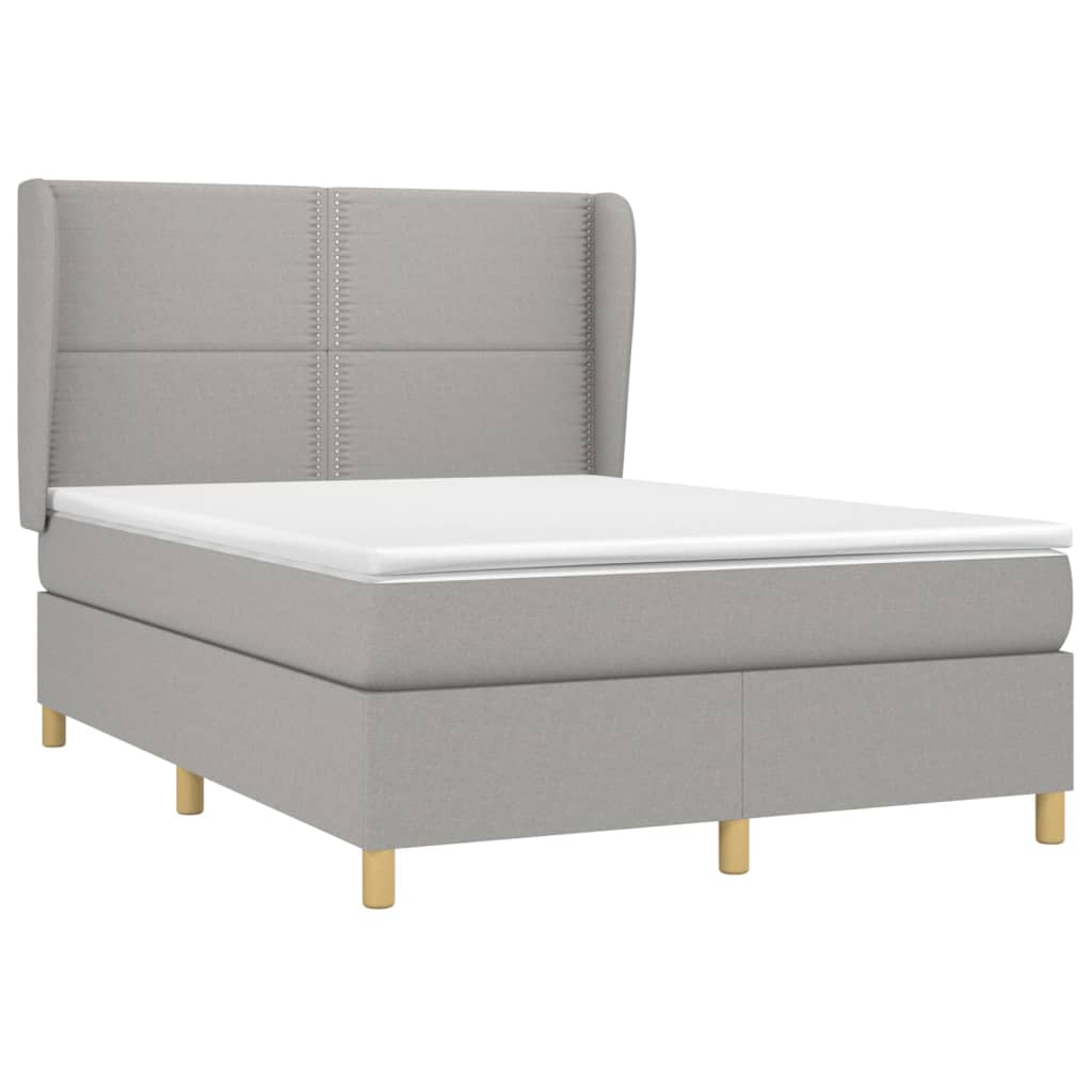 vidaXL Κρεβάτι Boxspring με Στρώμα Ανοιχτό Γκρι 140x190 εκ. Υφασμάτινο