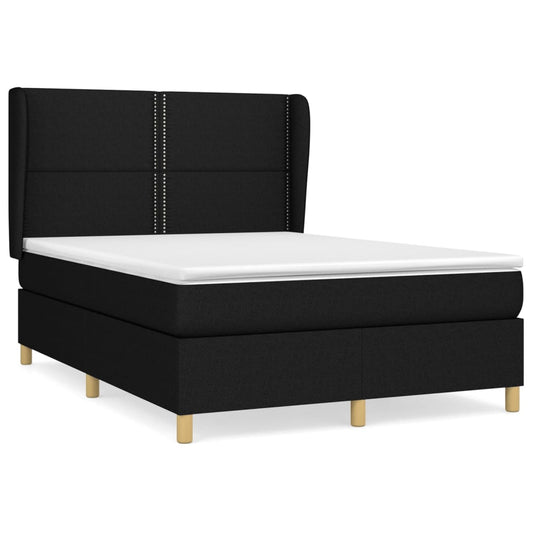 vidaXL Κρεβάτι Boxspring με Στρώμα Μαύρο 140x200 εκ. Υφασμάτινο
