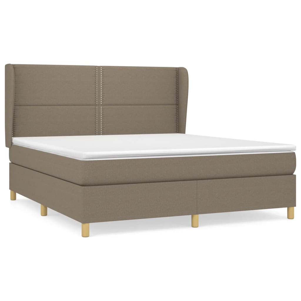 vidaXL Κρεβάτι Boxspring με Στρώμα Taupe 180x200 εκ. Υφασμάτινο