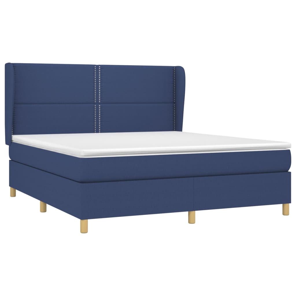 vidaXL Κρεβάτι Boxspring με Στρώμα Μπλε 180x200 εκ. Υφασμάτινο