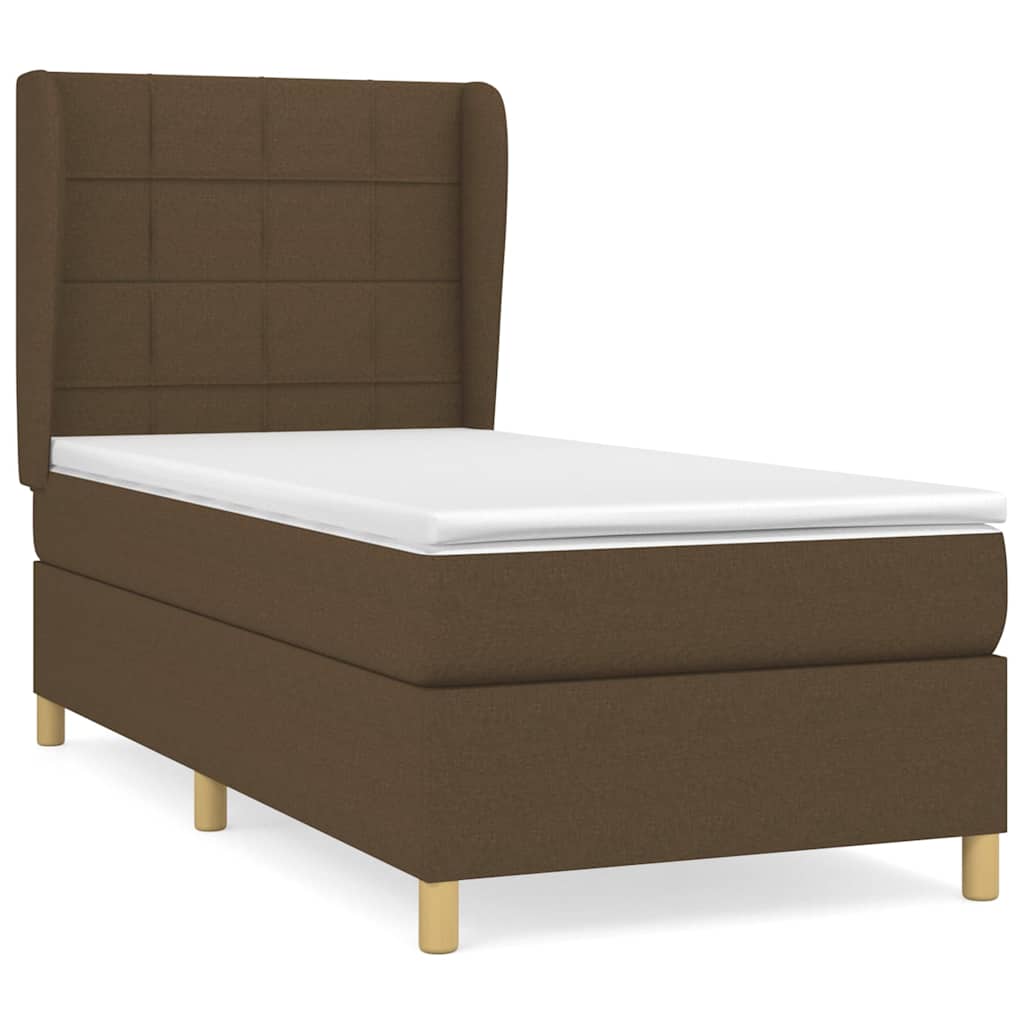 vidaXL Κρεβάτι Boxspring με Στρώμα Σκούρο Καφέ 80x200 εκ. Υφασμάτινο