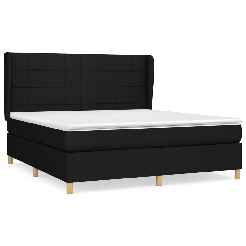vidaXL Κρεβάτι Boxspring με Στρώμα Μαύρο 160x200 εκ. Υφασμάτινο