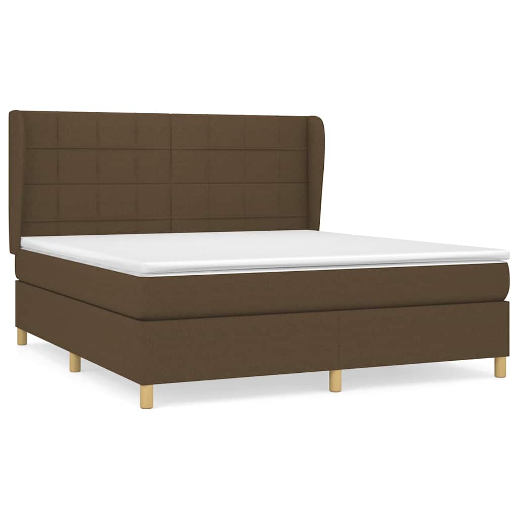 vidaXL Κρεβάτι Boxspring με Στρώμα Σκούρο Καφέ 180x200 εκ Υφασμάτινο