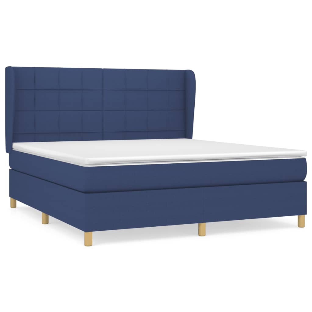 vidaXL Κρεβάτι Boxspring με Στρώμα Μπλε 180x200 εκ. Υφασμάτινο