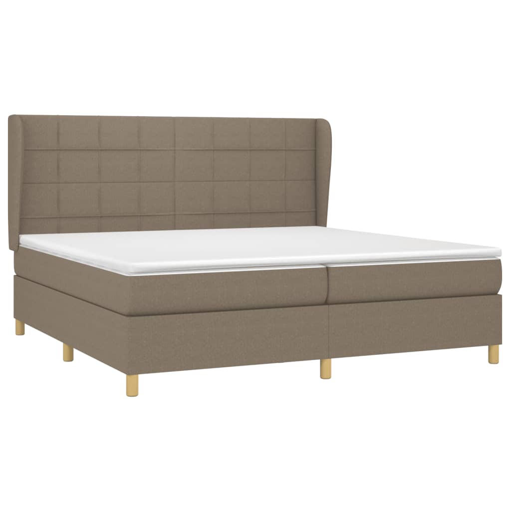 vidaXL Κρεβάτι Boxspring με Στρώμα Taupe 200x200 εκ. Υφασμάτινο