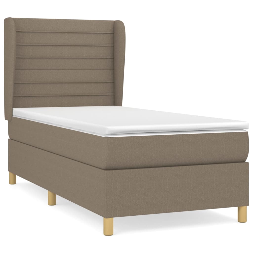 vidaXL Κρεβάτι Boxspring με Στρώμα Taupe 90x200 εκ. Υφασμάτινο