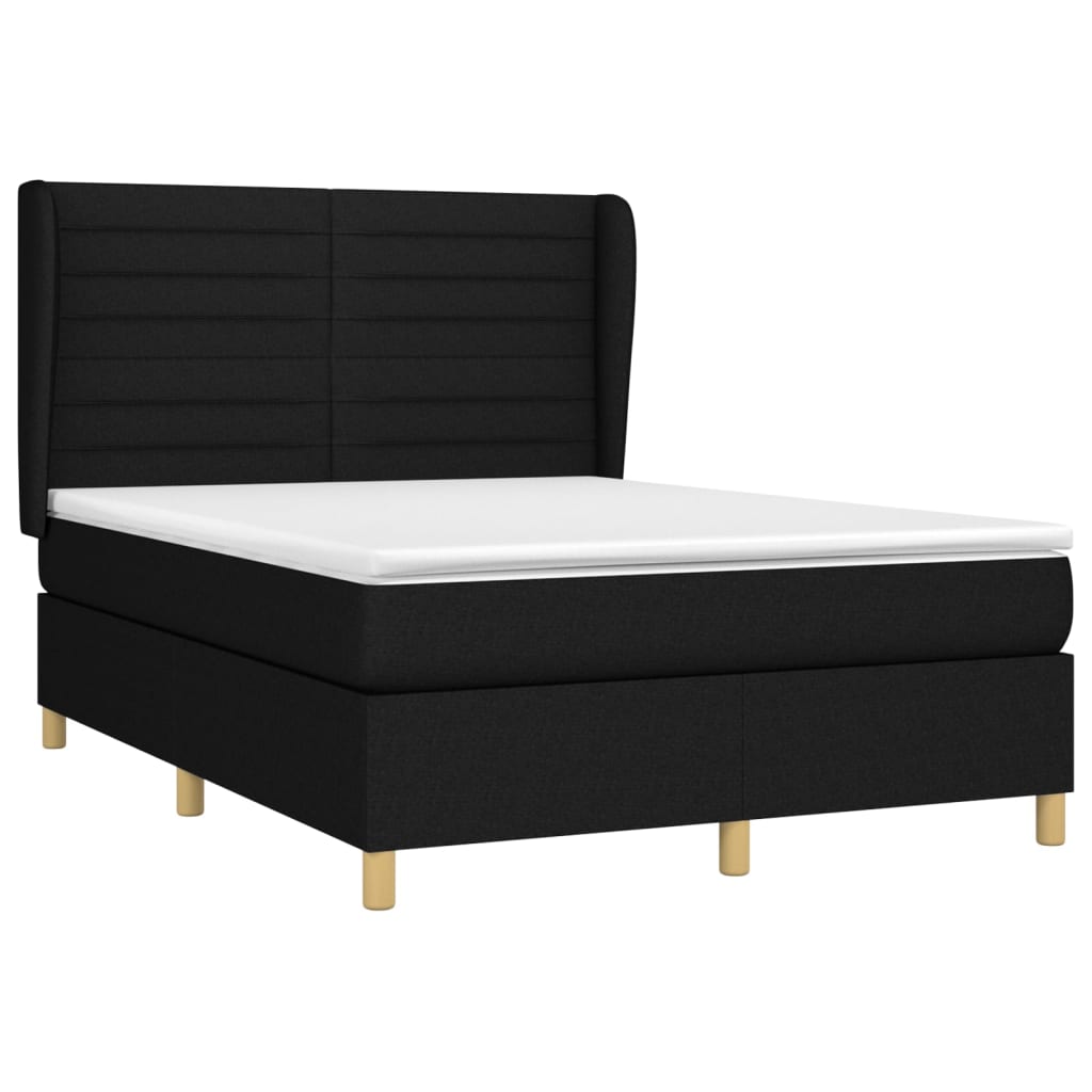 vidaXL Κρεβάτι Boxspring με Στρώμα Μαύρο 140x200 εκ. Υφασμάτινο