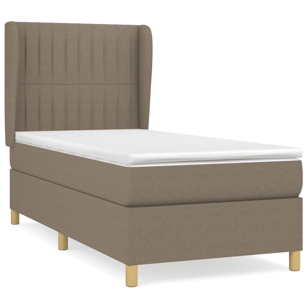vidaXL Κρεβάτι Boxspring με Στρώμα Taupe 90x190 εκ.Υφασμάτινο