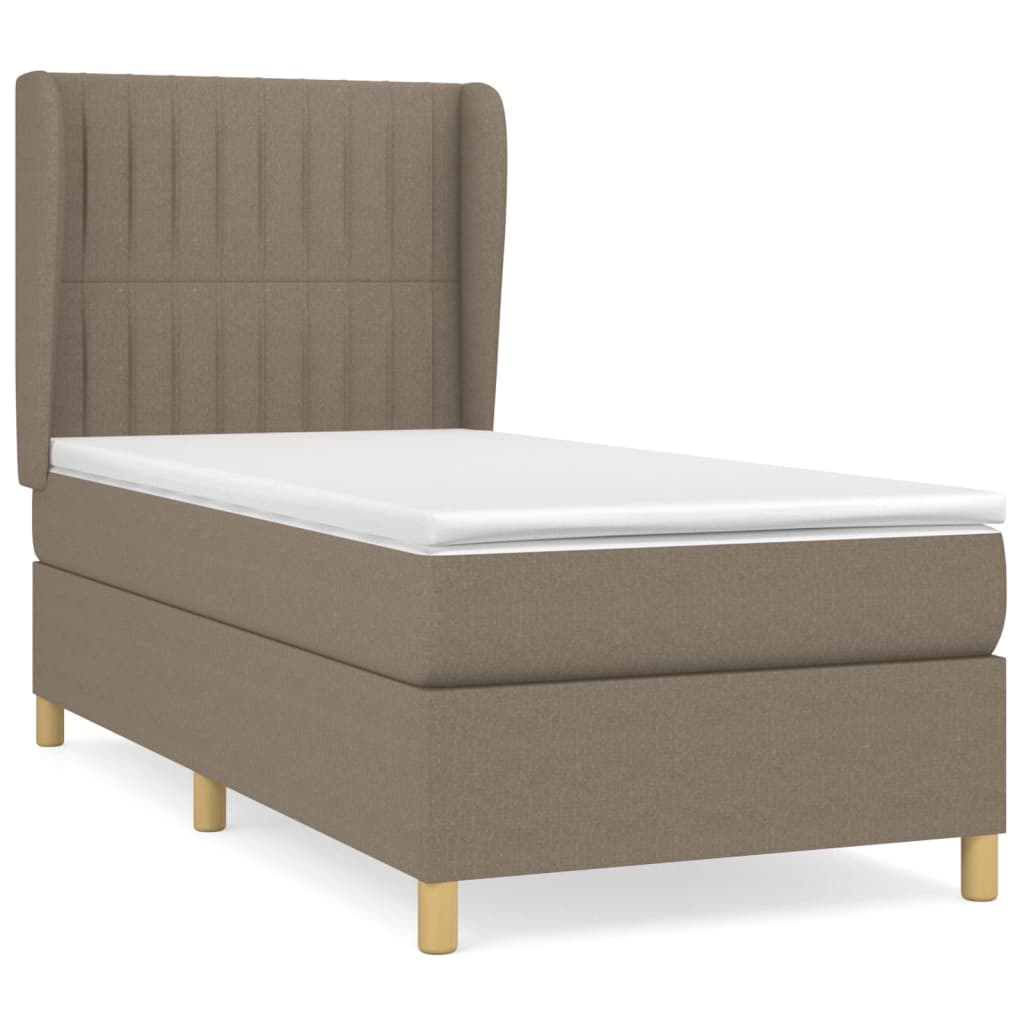 vidaXL Κρεβάτι Boxspring με Στρώμα Taupe 90x200 εκ. Υφασμάτινο