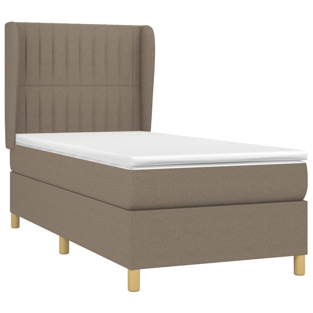 vidaXL Κρεβάτι Boxspring με Στρώμα Taupe 90x200 εκ. Υφασμάτινο