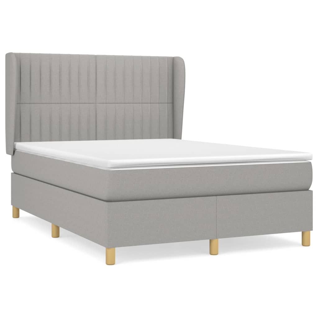 vidaXL Κρεβάτι Boxspring με Στρώμα Ανοιχτό Γκρι 140x200 εκ. Υφασμάτινο