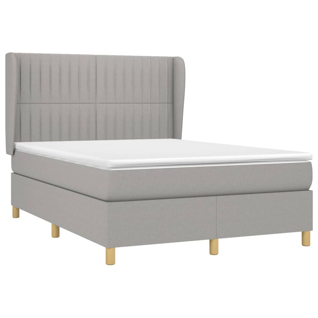vidaXL Κρεβάτι Boxspring με Στρώμα Ανοιχτό Γκρι 140x200 εκ. Υφασμάτινο
