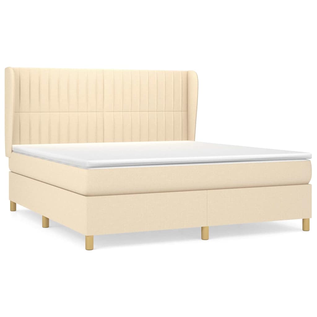 vidaXL Κρεβάτι Boxspring με Στρώμα Κρεμ 180x200 εκ. Υφασμάτινο