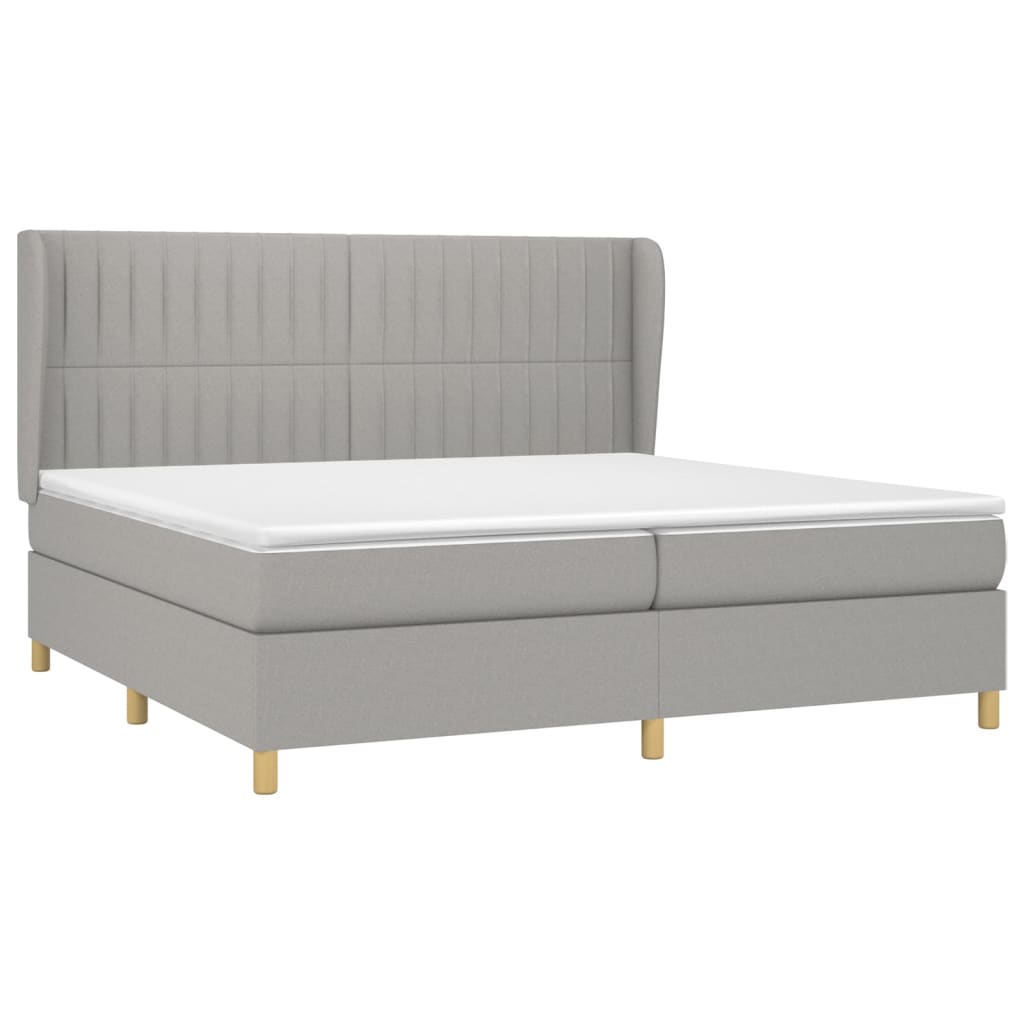 vidaXL Κρεβάτι Boxspring με Στρώμα Ανοιχτό Γκρι 200x200 εκ. Υφασμάτινο