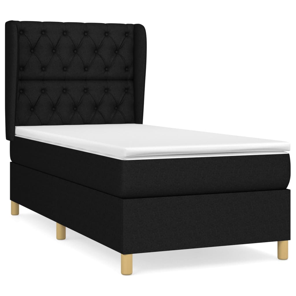 vidaXL Κρεβάτι Boxspring με Στρώμα Μαύρο 80 x 200 εκ. Υφασμάτινο