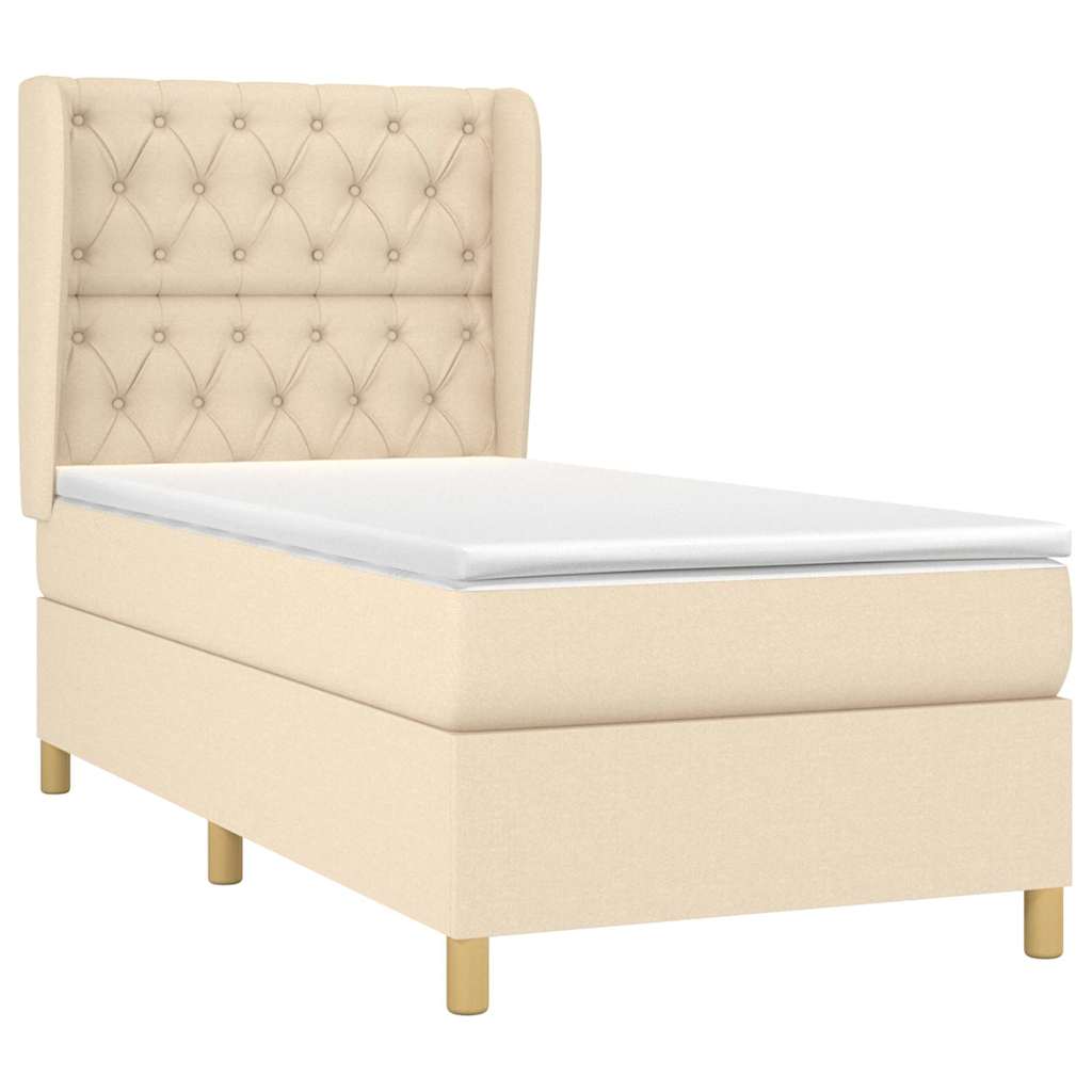 vidaXL Κρεβάτι Boxspring με Στρώμα Κρεμ 80 x 200 εκ. Υφασμάτινο
