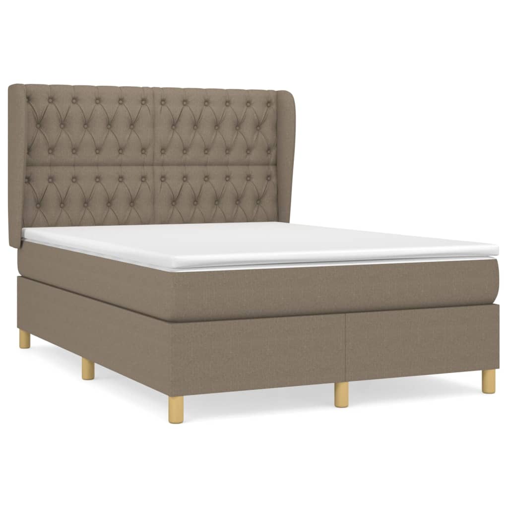 vidaXL Κρεβάτι Boxspring με Στρώμα Taupe 140x190 εκ. Υφασμάτινο