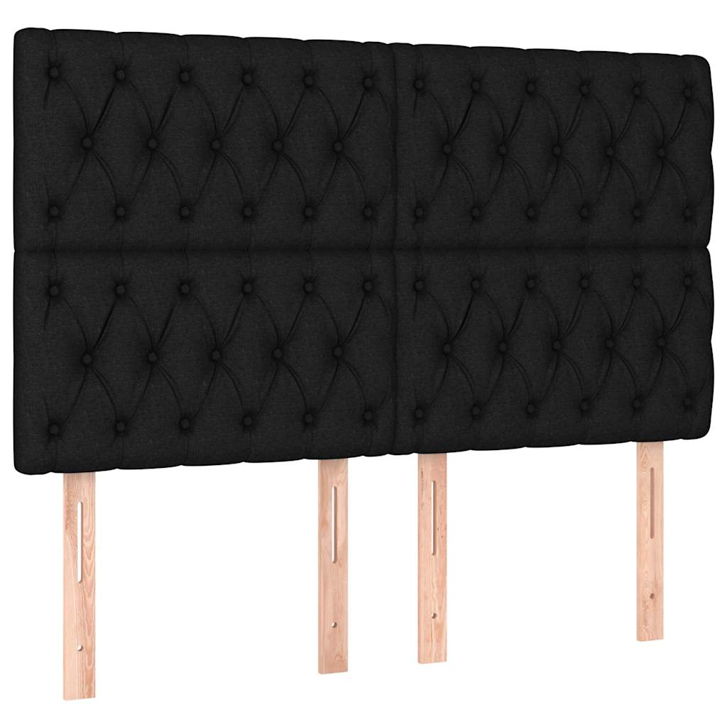 vidaXL Κρεβάτι Boxspring με Στρώμα Μαύρο 140x200 εκ. Υφασμάτινο