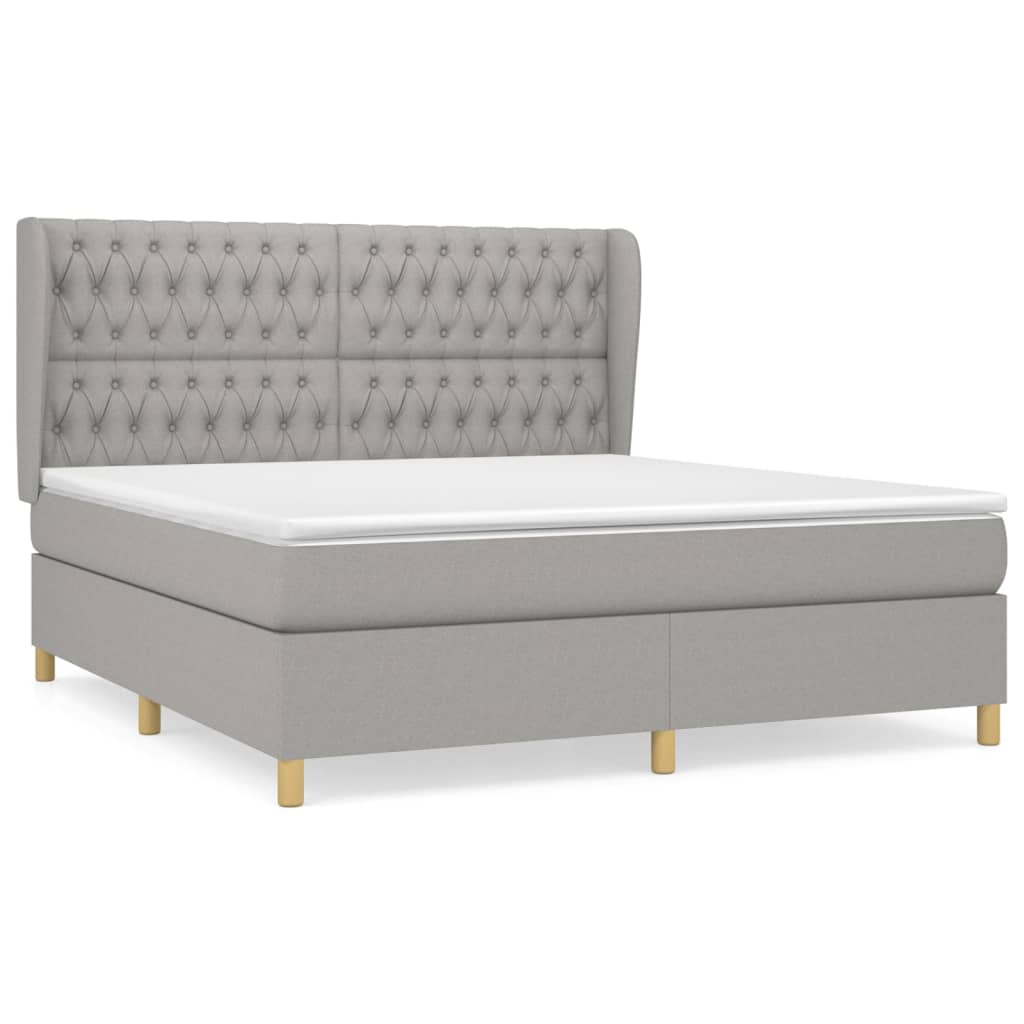 vidaXL Κρεβάτι Boxspring με Στρώμα Ανοιχτό Γκρι 180x200 εκ. Υφασμάτινο