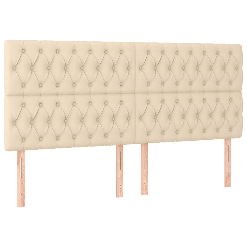 vidaXL Κρεβάτι Boxspring με Στρώμα Κρεμ 200x200 εκ. Υφασμάτινο
