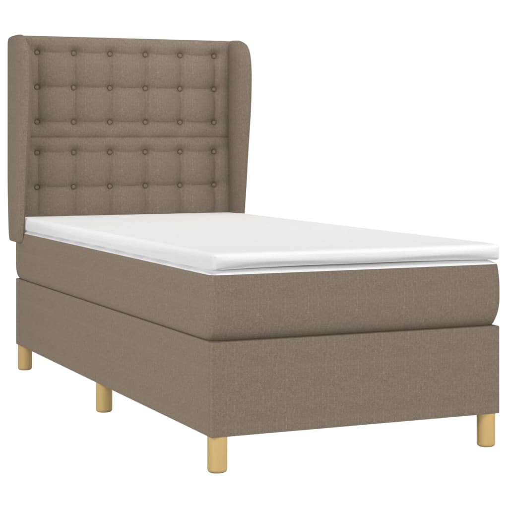 vidaXL Κρεβάτι Boxspring με Στρώμα Taupe 100 x 200 εκ. Υφασμάτινο