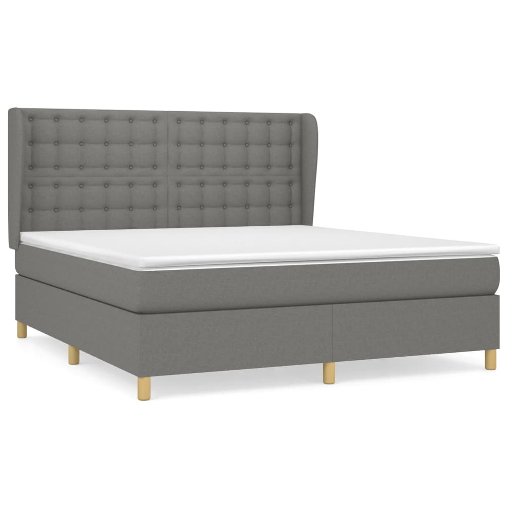 vidaXL Κρεβάτι Boxspring με Στρώμα Σκούρο Γκρι 160x200 εκ Υφασμάτινο