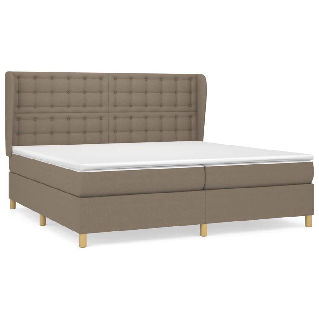 vidaXL Κρεβάτι Boxspring με Στρώμα Taupe 200x200 εκ. Υφασμάτινο
