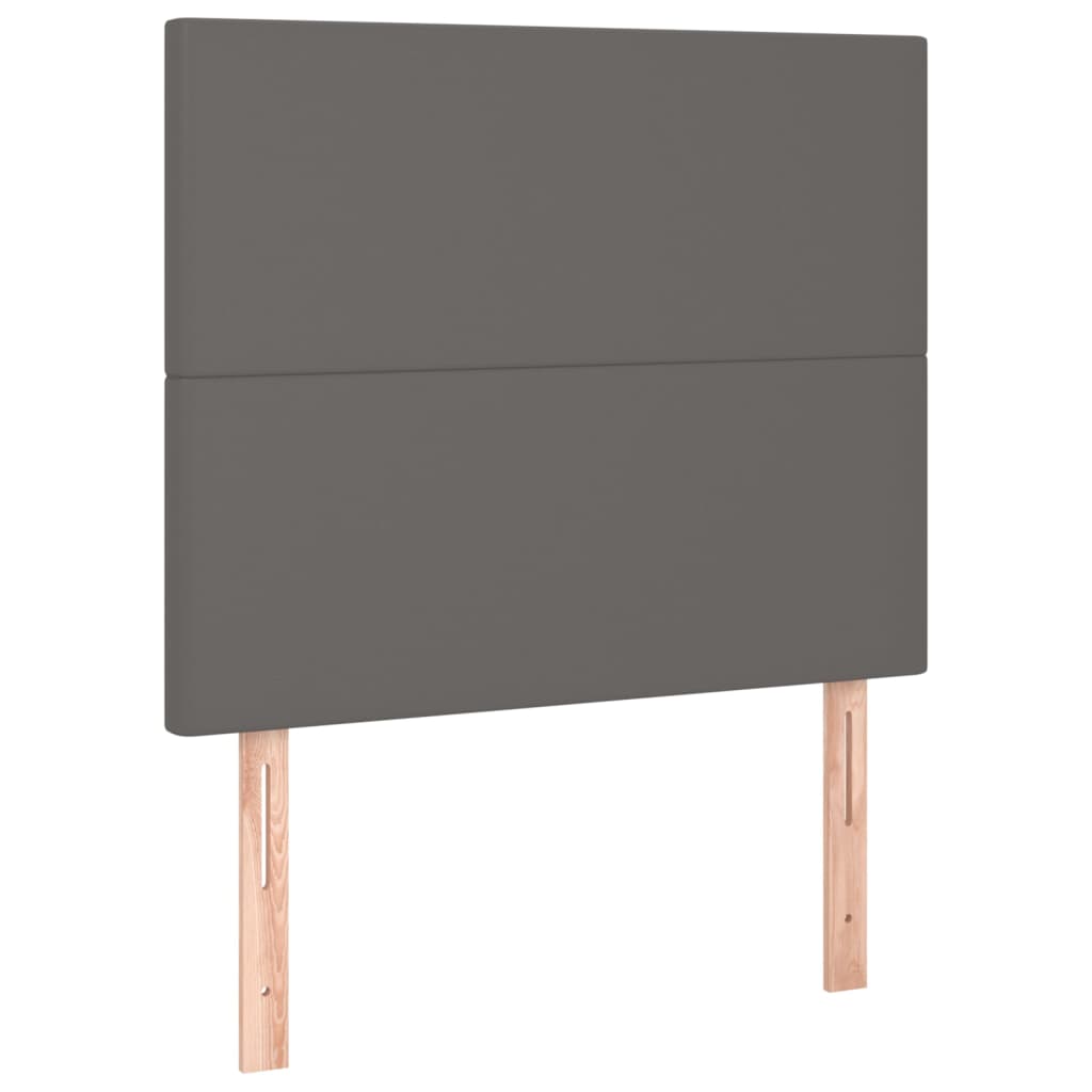 vidaXL Κρεβάτι Boxspring με Στρώμα Γκρι 90x200 εκ. από Συνθετικό Δέρμα