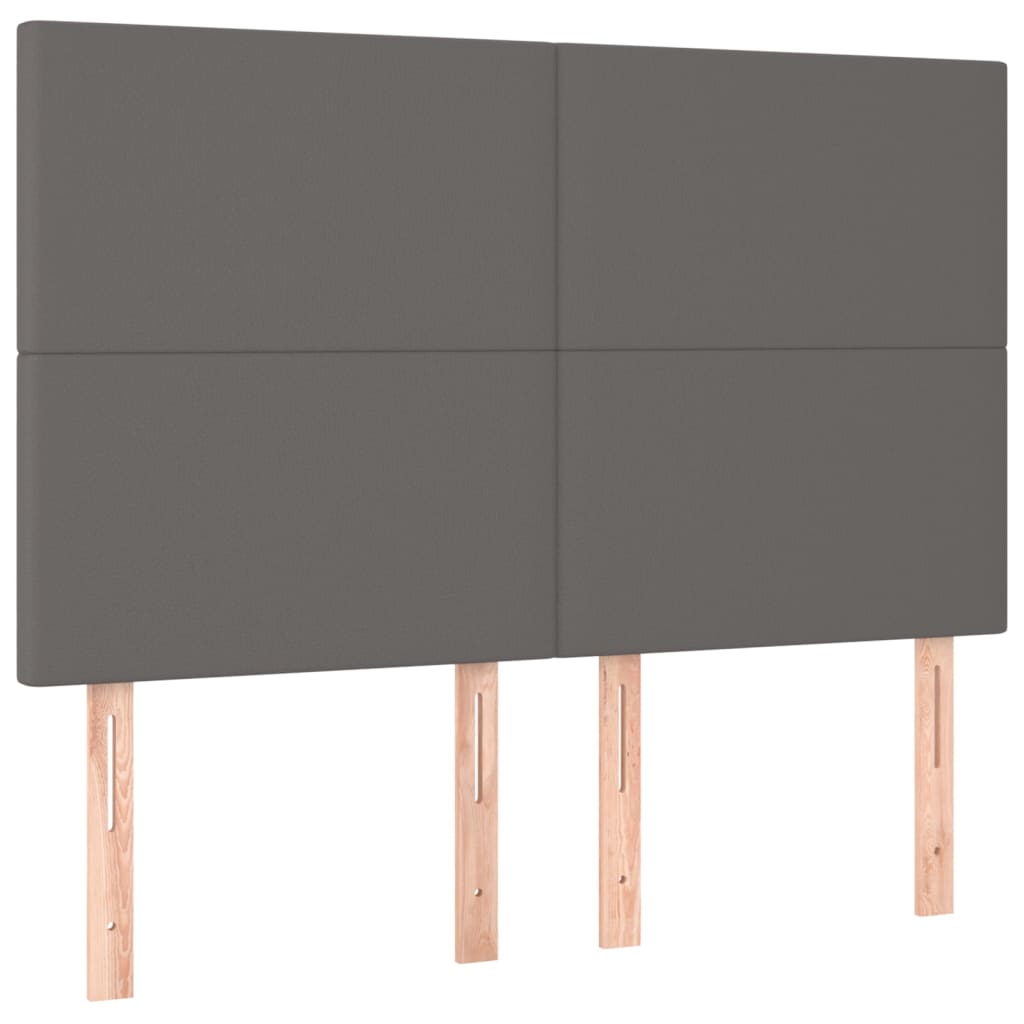 vidaXL Κρεβάτι Boxspring με Στρώμα Γκρι 140x190εκ. από Συνθετικό Δέρμα