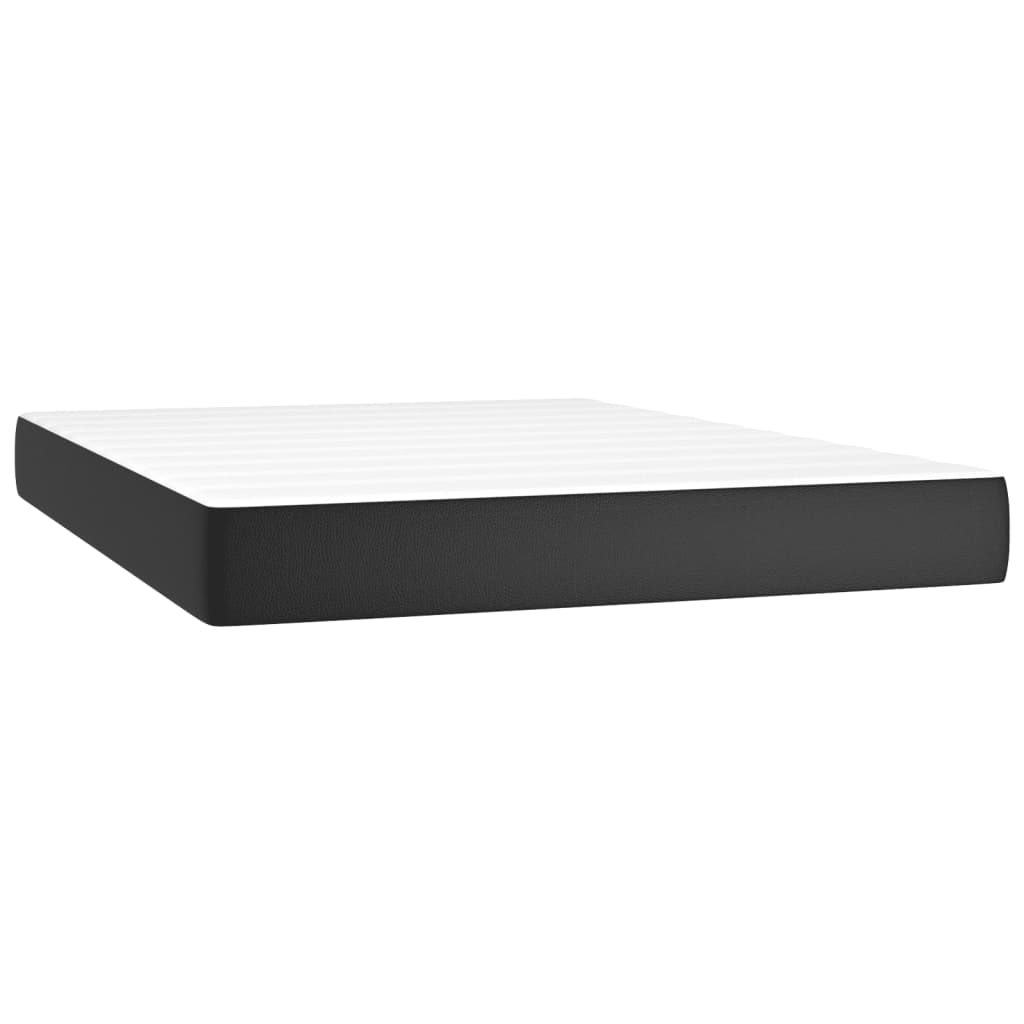 vidaXL Κρεβάτι Boxspring με Στρώμα Μαύρο 140x200εκ.από Συνθετικό Δέρμα