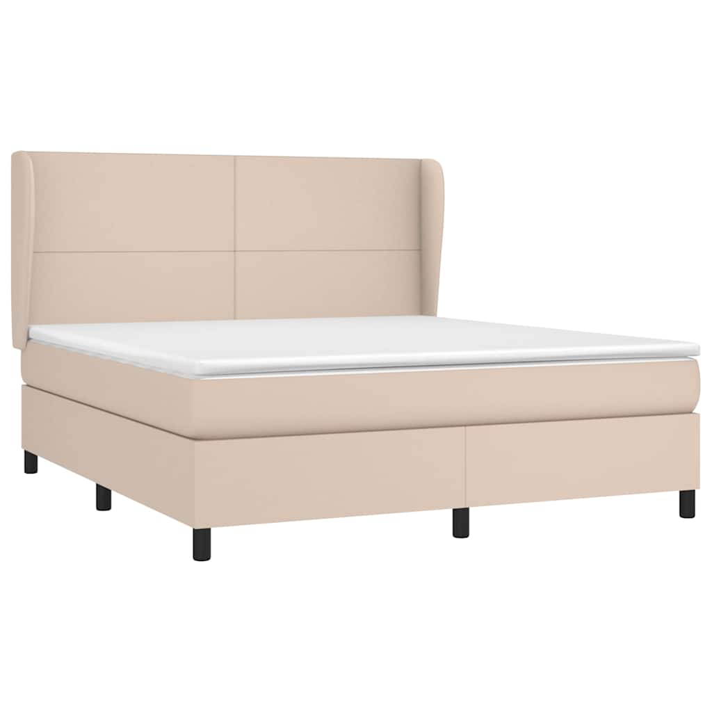 vidaXL Κρεβάτι Boxspring με Στρώμα Καπουτσίνο 160x200εκ.από Συνθ.Δέρμα
