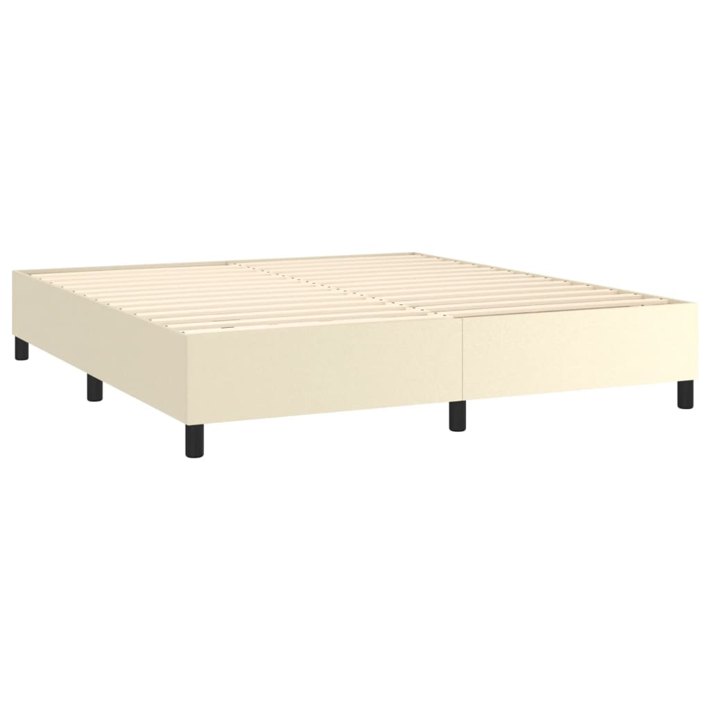 vidaXL Κρεβάτι Boxspring με Στρώμα Κρεμ 180x200 εκ. Συνθετικό Δέρμα