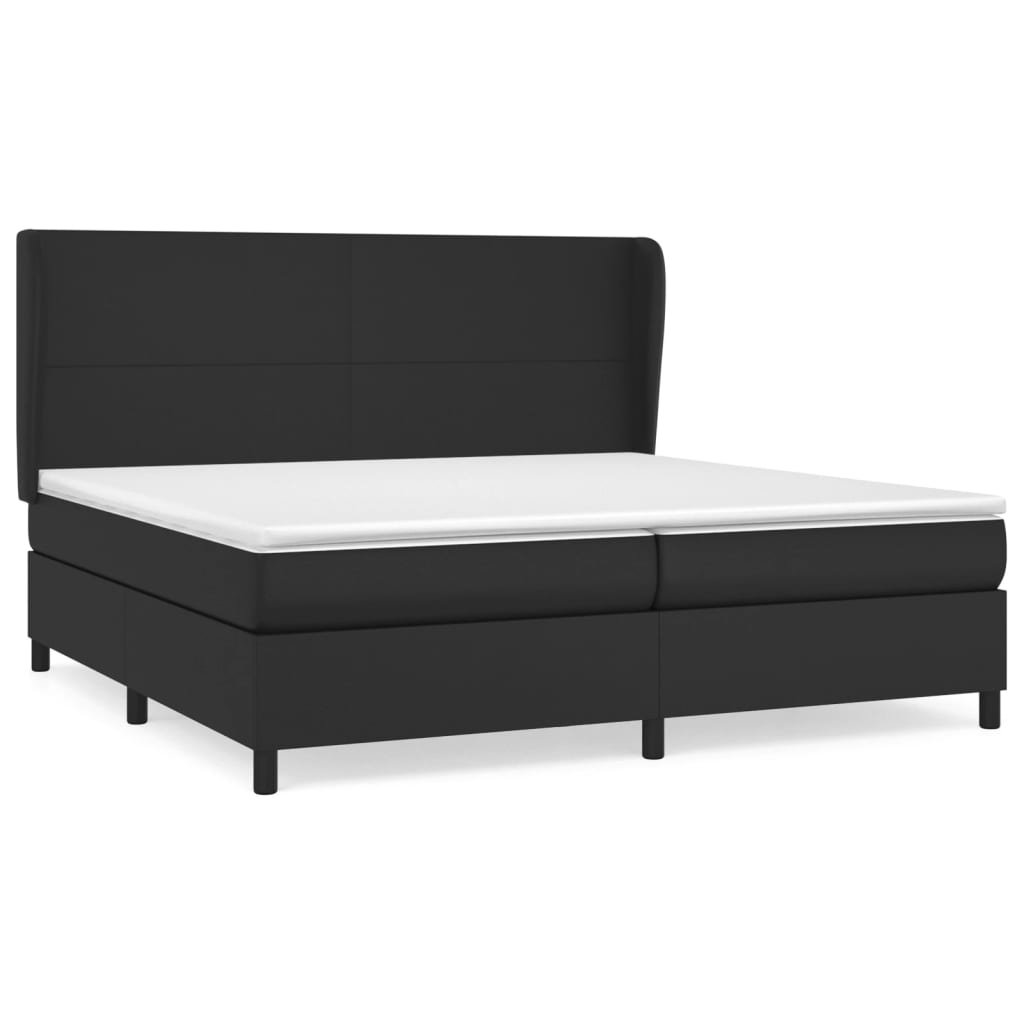 vidaXL Κρεβάτι Boxspring με Στρώμα Μαύρο 200x200 εκ. Συνθετικό Δέρμα