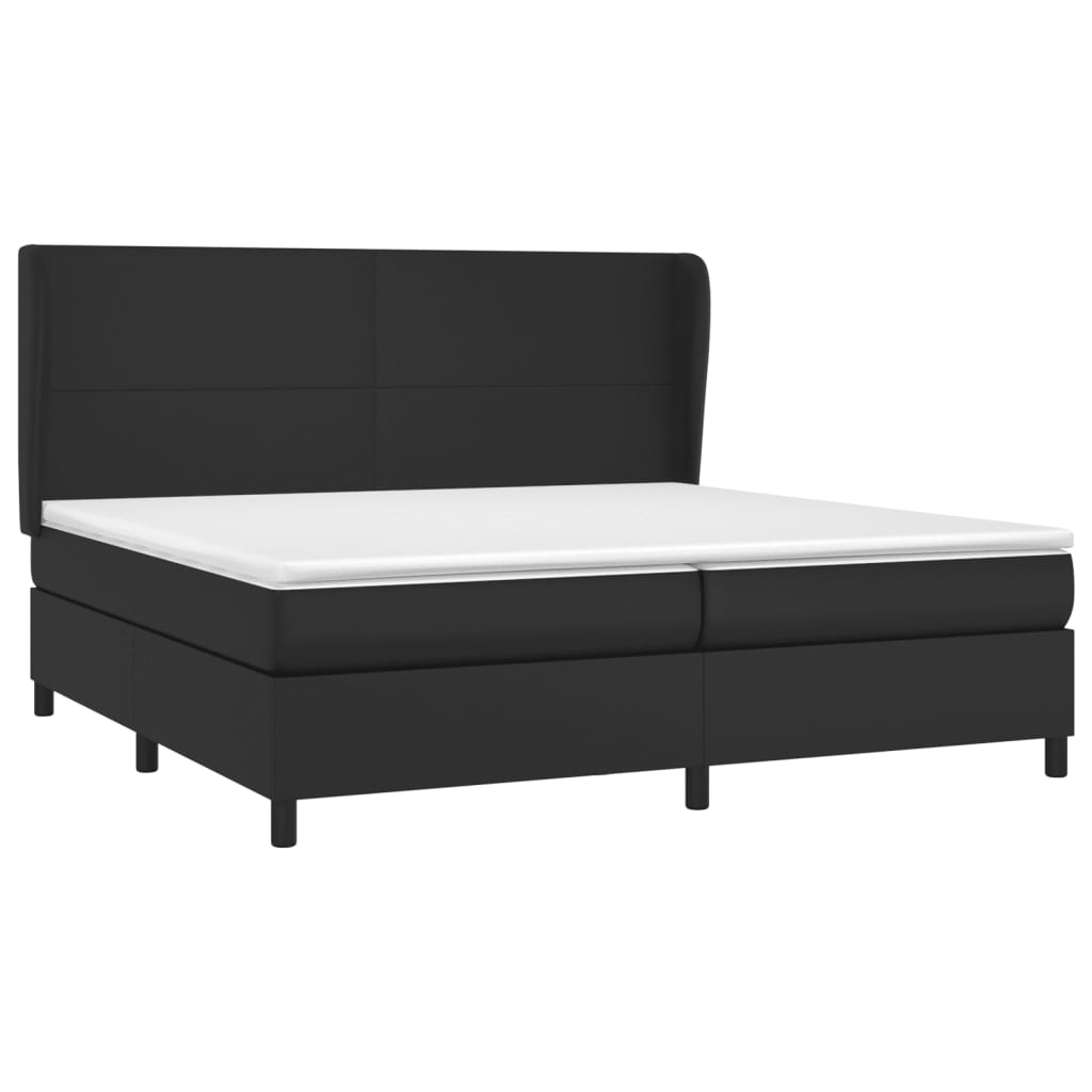 vidaXL Κρεβάτι Boxspring με Στρώμα Μαύρο 200x200 εκ. Συνθετικό Δέρμα